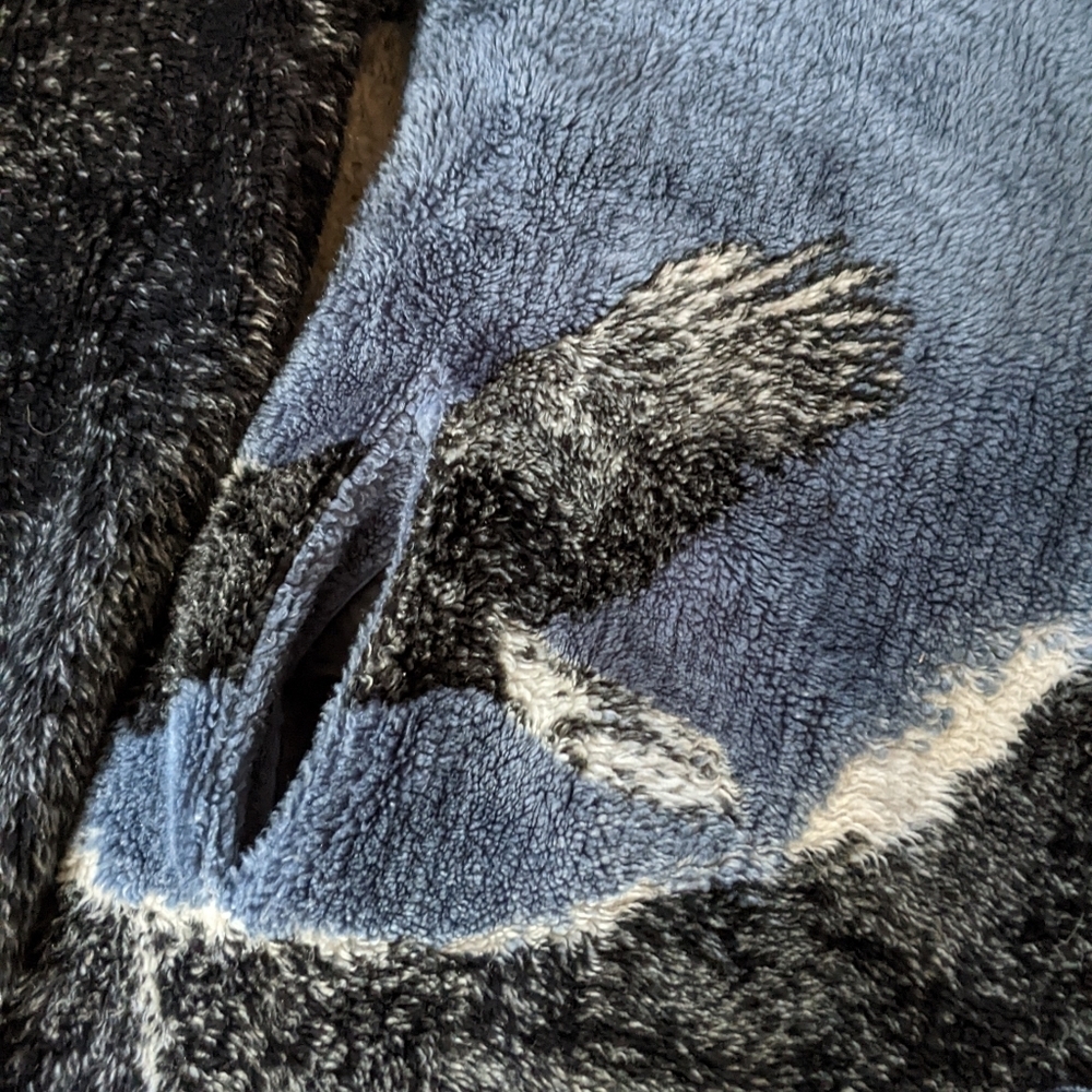 Alpine Studio Hooded Fleece Jacket Eagle Blue and Black Medium - Picture 3 of 6